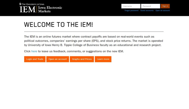 Iowa Electronic Market Welcome