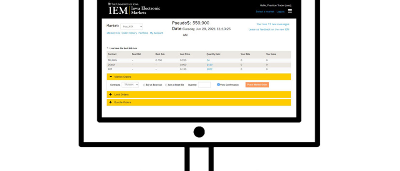 Iowa Electronic Markets Trading Screen (Desktop)